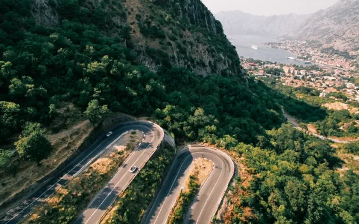 The Kotor to Lovcen serpentine climbing above the Bay of Kotor